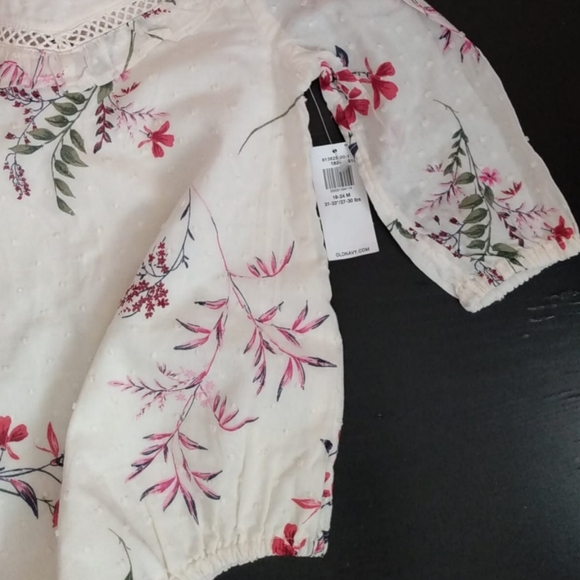 Spring Floral Dotted Embossed Beige Ruffle Longsleeve Bodysuit Sz 12-18 months - Picture 3 of 6